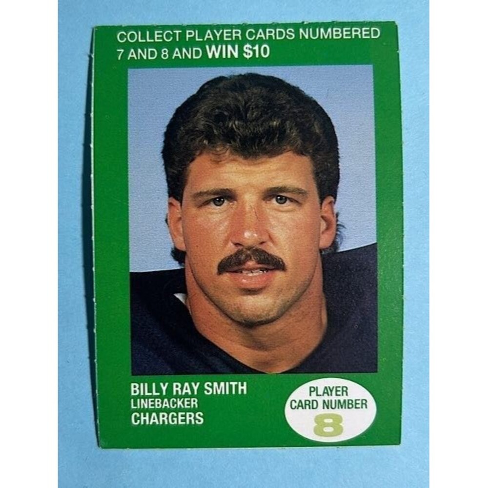 SD Chargers,Billy Ray Smith , 1990 BP,British Petroleum Trading Card (RIP)